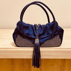 Vintage Leather Trim Evening Bag